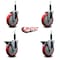 Service Caster 5'' Red Poly Wheel Swivel 3/4'' Expanding Stem Caster Set 2 Brakes, 4PK SCC-EX20S514-PPUB-RED-2-PLB-2-34 - alternate 5